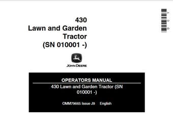 Operators - 430 Lawn and Garden Tractors Mowers John Deere Owners Users Operations Manual PDF Download