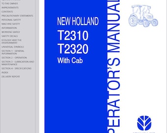 Operators - T2310, T2320 Tractors with Cab New Holland Owners Operation Manual PDF Download