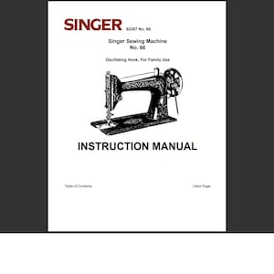 SINGER 66 Instruction Manual Sewing Machine in ENGLISH