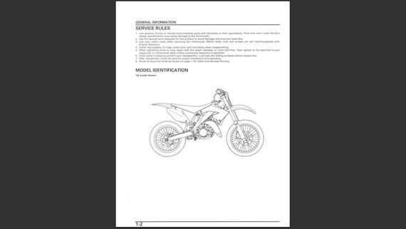 2004-2007 Honda CR125R ( CR 125 R ) Complete Service Manual Pdf - Etsy