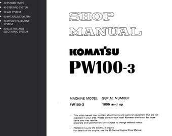 Komatsu PW100-3 Shop Manual Excavator PDF Download Service Repair