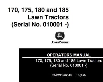 Operators - 170 175 180 185 Lawn Tractors John Deere Owners Users Operations Manual PDF Download