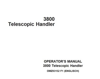 Operators - 3800 Telescopic Handler Owners Manual John Deere Operations PDF Download
