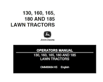 Owners - 130 160 165 180 185 Lawn Tractors John Deere Operators Users Operations Manual PDF Download