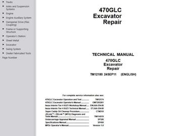 470GLC Repair Loader Backhoe Technical Manual John Deere TM-12180 Service Manual PDF Download