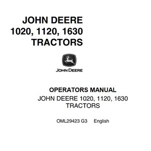 Operators - 1020, 1120, 1630 John Deere Tractors Owners Users Operations Manual PDF Download