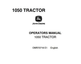 Operators - 1050 John Deere Tractors Owners Users Operations Manual PDF Download