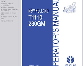 Operators - T1110 Tractor and 230GM Mid-Mount Mower Deck New Holland Owners Operation Manual PDF Download