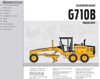 Volvo G710B Motor Grader Service Repair Workshop Manual AND Parts Catalog PDF Download