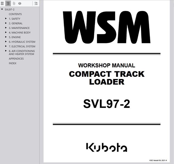 WSM - SVL97-2 Kubota Compact Track Loaders Workshop Manual Service