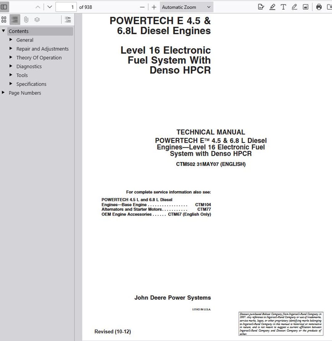 Engine Technical File CTM502 - Powertech E 4.5 & 6.8L Diesel Engines Level 16 Denso HPCR ...
