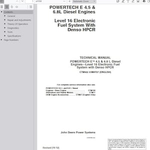 May include: A technical manual titled "POWERTECH E 4.5 & 6.8L Diesel Engines" with "Level 16 Electronic Fuel System With Denso HPCR" in large text. The manual includes detailed information and is labeled CTM502 31MAY07 (ENGLISH).