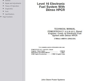 CTM502 - Powertech E 4.5 & 6.8L Diesel Engines Level 16 Denso HPCR Component John Deere Technical Repair Service Manual Pdf Download