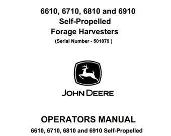 Operators - 6610, 6710, 6810 and 6910 Forage Harvesters John Deere Owners Users Operations Manual PDF Download