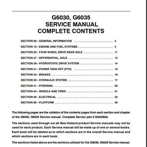 G6030 G6035 New Holland Service Repair Manual PDF Download
