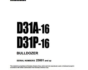 Komatsu D31A-16, D31P-16 Shop Manual BullDozer PDF Download Service Repair