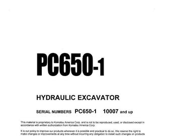 Komatsu PC650-1 Shop Manual Excavator PDF Download Service Repair