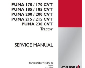 Case PUMA 170, 185, 200, 215, 230 CVT Tractors Service Shop Repair Manual pdf Download
