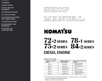 Komatsu 72-2, 75-2, 78-1, 84-2 Series Diesel Engine Shop Manual PDF Download Service and Repair