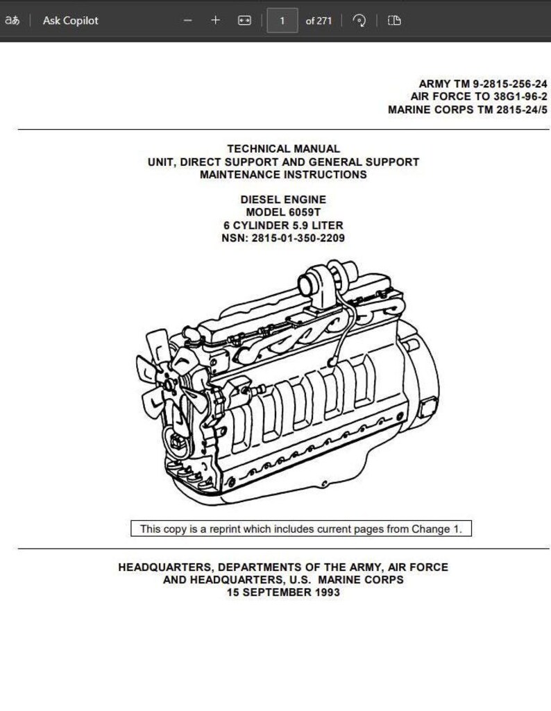 6059T 6cylinder 5.9 Liter Diesel Engine Technical Manual TM2815 PDF - Etsy