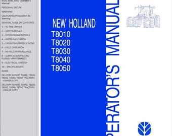 Operators - T8010, T8020, T8030, T8040, T8050 Tractors New Holland Owners Operation Manual PDF Download