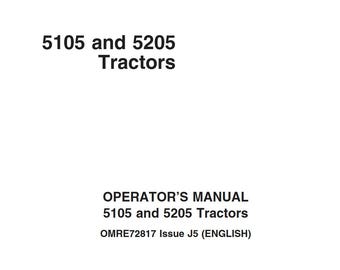 Operators - 5105 5205 John Deere Tractors Owners Users Operations Manual PDF Download