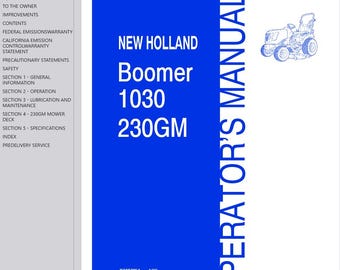 Operators - 1030 Boomer Tractors New Holland Owners Operation Manual PDF Download