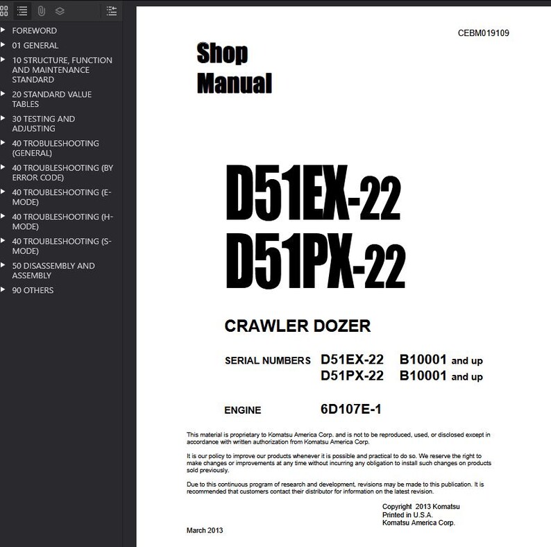 Komatsu D51EX-22 D51PX-22 Shop Manual BullDozer PDF Download Service Repair Operation Maintenance bild 2