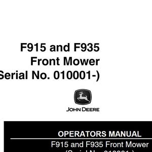 Operators - F915 F935 John Deere Front Mower Tractors Owners Users Operations Manual PDF Download