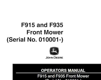Operators - F915 F935 John Deere Front Mower Tractors Owners Users Operations Manual PDF Download