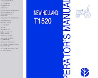 Operators - T1520 Tractors New Holland Owners Operation Manual PDF Download