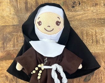 Nun Doll, Catholic Gift, Handmade Costume, Adorable Doll, Religious Doll, Holly Doll, Catholic Toy, Monja, Cross Necklace, Rare Doll, 12"