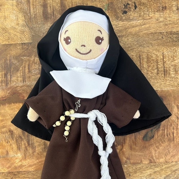 Nun Doll, Catholic Gift, Handmade Costume, Adorable Doll, Religious Doll, Holly Doll, Catholic Toy, Monja, Cross Necklace, Rare Doll, 12"