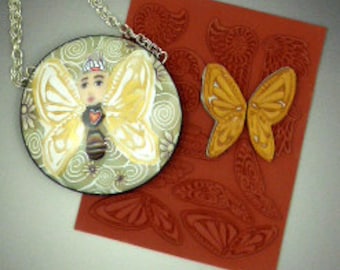 Tiny Size Angel and Butterfly Wings Stamp Design Sheet for Polymer, Ceramic or Pottery