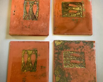 Handmade Polymer Clay Aboriginal Fish Book Cover Panel Set