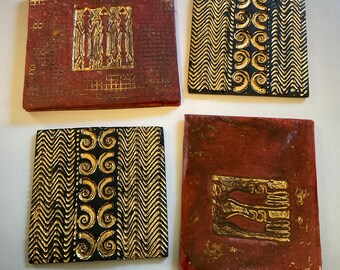 Handmade Polymer Clay Aboriginal Book Cover Panel Set