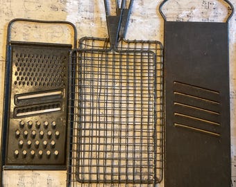 Vintage Graters, Safety Graters, and Slicer, Art Assemblage Supplies