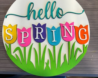 Hello Spring Door Hanger Wall Hanger