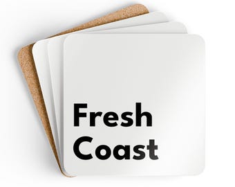 Fresh Coast - Corkwood Coaster Set (4) - MDF Top, Cork Back