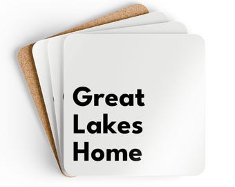 Great Lakes Home - Corkwood Coaster Set (4) - MDF Top, Cork Back