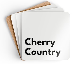 Cherry Country - Corkwood Coaster Set (4) - MDF Top, Cork Back