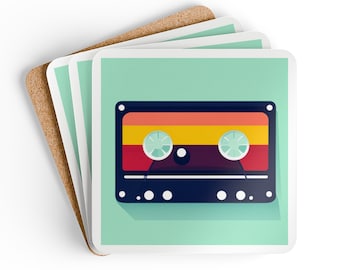 Retro Cassette Tape - Corkwood Coaster Set
