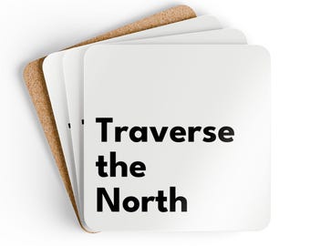 Traverse the North - Corkwood Coaster Set (4) - MDF Top, Cork Back
