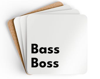Bass Boss - Corkwood Coaster Set (4) - MDF Top, Cork Back