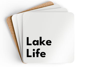 Lake Life - Corkwood Coaster Set (4) - MDF Top, Cork Back
