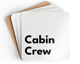 Cabin Crew - Corkwood Coaster Set (4) - MDF Top, Cork Back