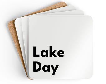 Lake Day - Corkwood Coaster Set (4) - MDF Top, Cork Back