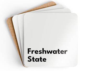 Freshwater State - Corkwood Coaster Set (4) - MDF Top, Cork Back