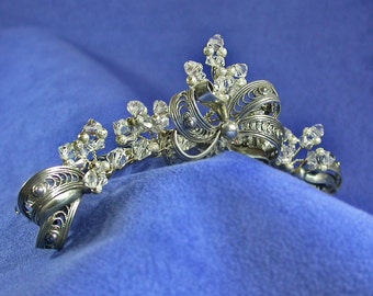 Sterling silver and Swarovski Crystal Bridal Tiara, MCM brooch/earrings