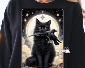 The Gift Black Cat Tarot Card PNG - Mystical Digital Download For Witchy Art Occult Tarot Decks and Cat Lovers Halloween spooky shirt png